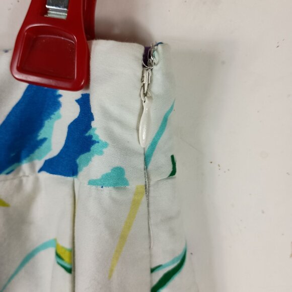 Floral Print A-Line Skirt With Pockets Ann Taylor Size 4 White Multicolor Lined - Picture 9 of 11